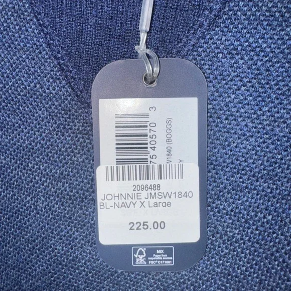 Johnnie-O Mens Boggs Crew Neck Sweater Navy Blue Extra Fine Merino Wool XL NEW - Picture 3 of 9